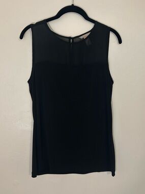 Banana Republic Black Sleeveless Sheer-Yoke Camisole